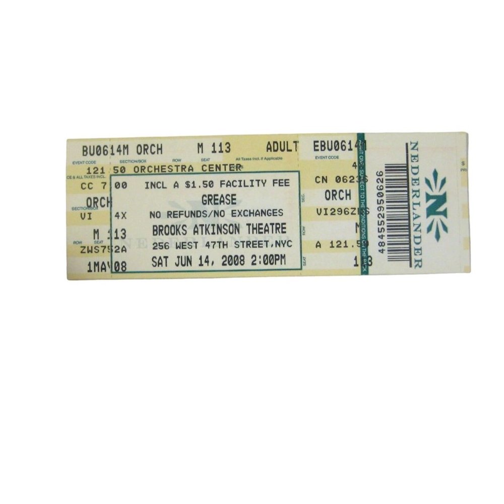 Grease Musical Ticket ONLY June 14 2008 NYC Matthew Hydzik Laura Osnes Cody